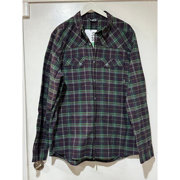 Stio Men's Junction Midweight Flannel Shirt Deep Purple Plaid Size XXL NWT Warm - Picture 1 of 15